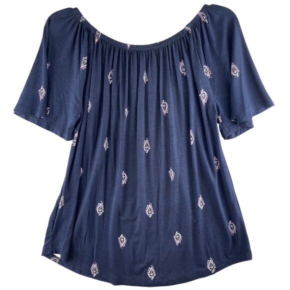 Style & Co. Small Shirring Top Blue Paisley Design Rayon & Spandex Blend - Picture 2 of 8